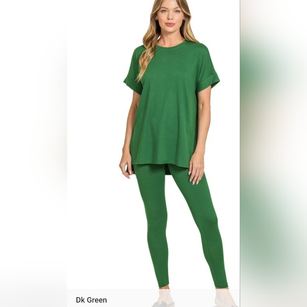 Zenana Outfitters Dark Green Women's Legging Set - Picture 2 of 2